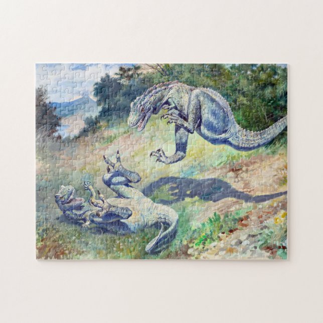 Puzzle Viejo Dinosaurios de Lucha de 1897 de Charles Knig (Horizontal)