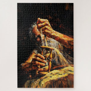 Puzzle Viejo Hombre Reloj de Arena Tiempo Deslizándose Im