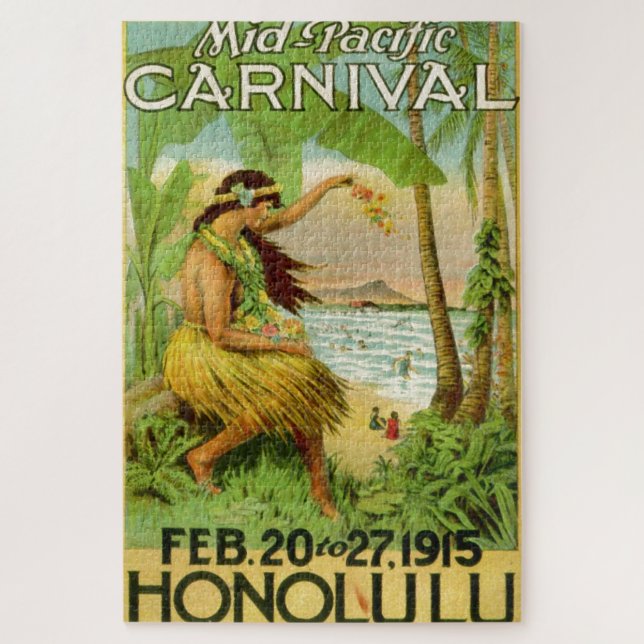 Puzzle Viejo Ilustracion de arte de viajes en Hawái (Vertical)