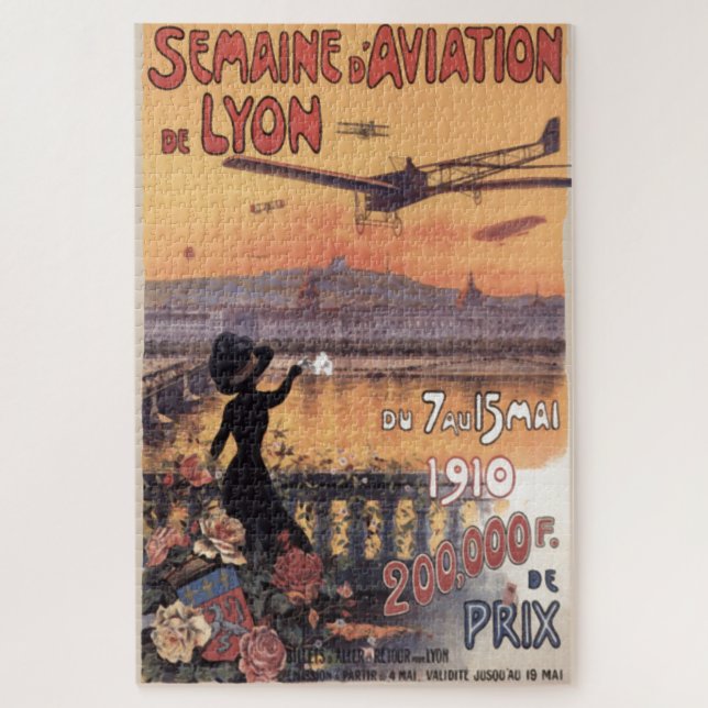 Puzzle Viejo Ilustracion de Viajes de Aviación Francesa d (Vertical)