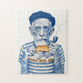 Puzzle Viejo Marinero Comiendo Sandwich