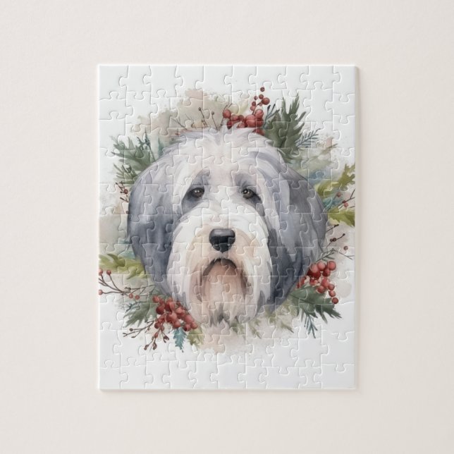 Puzzle Viejos Navidades de Sheepdog ingleses escriben pre (Vertical)