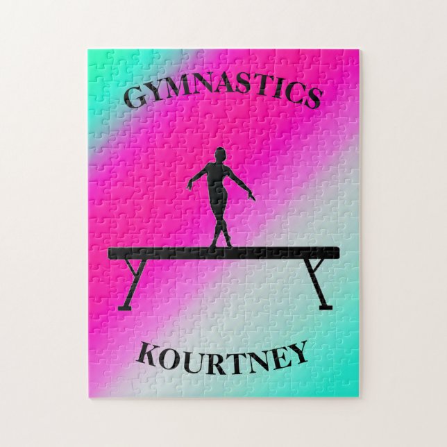 Puzzle Viga de Equilibrio de Gimnasia Menta y Fuchsia (Vertical)