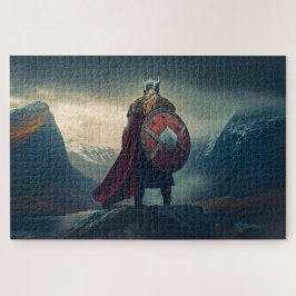 Puzzle Viking escandinavo con cota de malla viendo fiordo