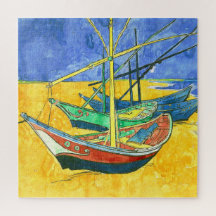 Vincent van Gogh Barcos en Saintes-Marie acuarela