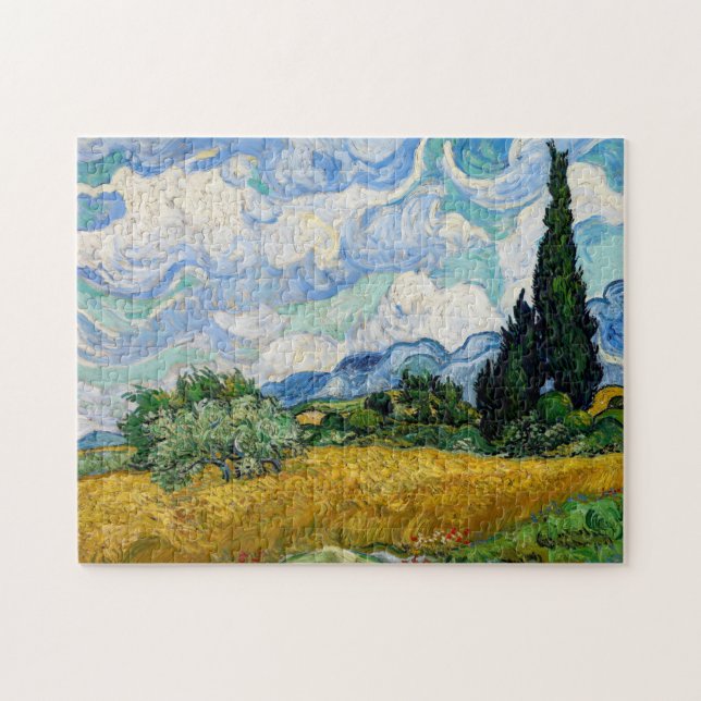 Puzzle Vincent Van Gogh - Campo de trigo con cipreses (Horizontal)