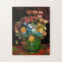 Vincent Van Gogh - Jarrón con Zinnias Arte Fino