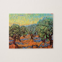 Puzzle Vincent Van Gogh - Olivar con cielo Naranja