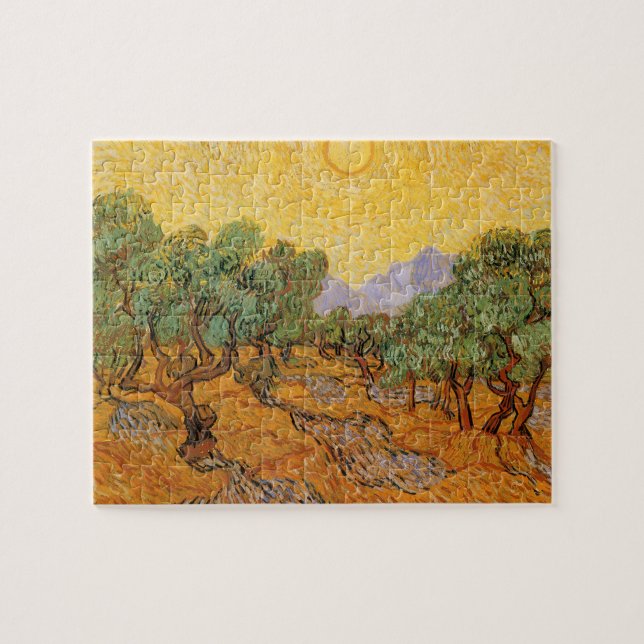 Puzzle Vincent van Gogh - Olivos, cielo amarillo y sol (Horizontal)
