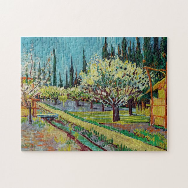 Puzzle Vincent van Gogh Orchard rodeado de cipreses (Horizontal)