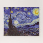Puzzle Vincent Van Gogh Starry Night Vintage Bella Artes<br><div class="desc">Vincent van Gogh Starry Night Bella Artes Painting Starry Night es un cuadro del artista holandés post-impresionista Vincent van Gogh. El cielo azul nocturno está lleno de nubes, estrellas y una luna creciente brillante. La noche estrellada es la única noche de la serie de vistas desde la ventana de su...</div>