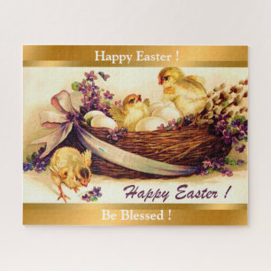 Puzzle Viñeta 3 Pollos Y Huevos Pascua