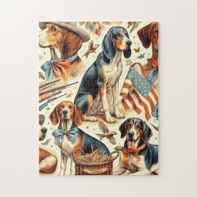 Puzzle Viñeta Coonhound Perro sin soldadura (Vertical)