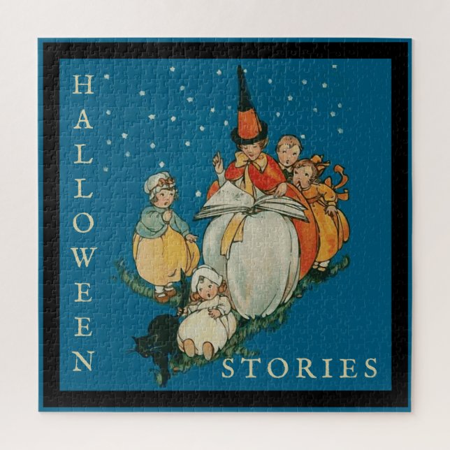 Puzzle Viñeta Halloween Storytime Pequeña Bruja Gato Negr (Vertical)