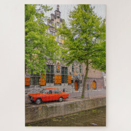 Puzzle Viñeta naranja a lo largo del canal de Amsterdam