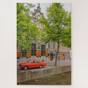 Puzzle Viñeta naranja a lo largo del canal de Amsterdam