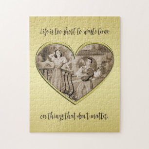 Puzzle Viñeta Romance, hombre y mujer, oro