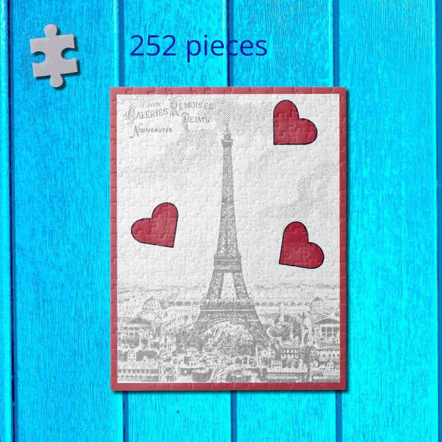 Puzzle Viñeta Torre Eiffel - corazones rojos (Subido por el creador)