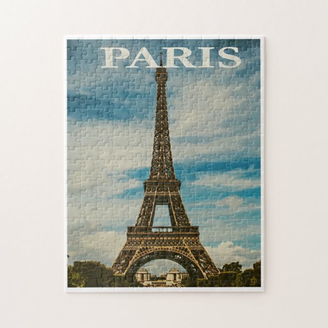 Puzzle Viñeta Torre Eiffel París Europa Foto Viaje (Vertical)