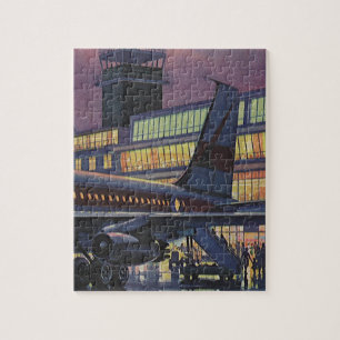 Puzzle Viñetas de negocios en avión en el aeropuerto