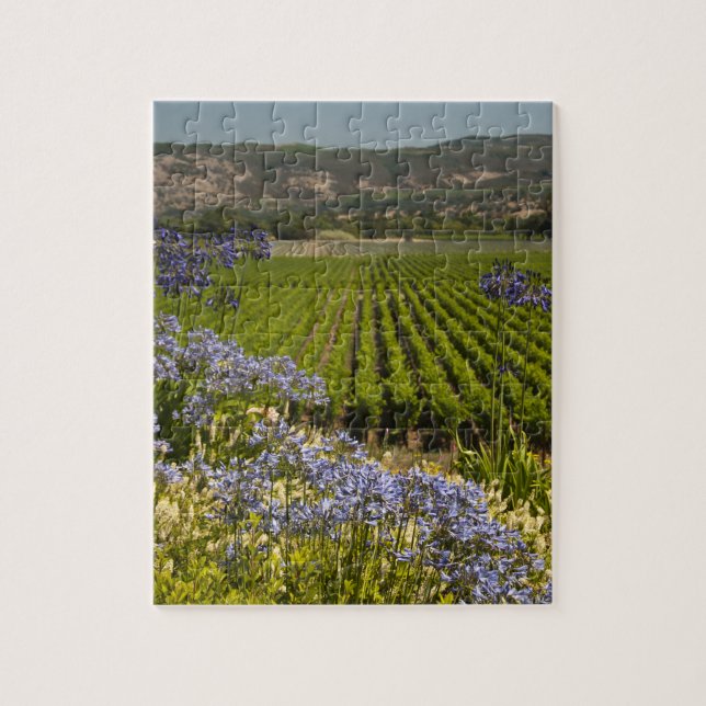 Puzzle Vineyard de California y Flores Púrpura (Vertical)