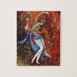 Puzzle Vino de colada de pintura del chica persa del<br><div class="desc">Ninfa miniatura persa del baile Vino de colada de pintura del chica persa del jarro Chica persa de baile, pintura miniatura Pintura hermosa de una ninfa de la chica joven que lleva el traje popular iraní tradicional con los trajes que fluyen floridos, baile y vertiendo el vino del jarro contra...</div>
