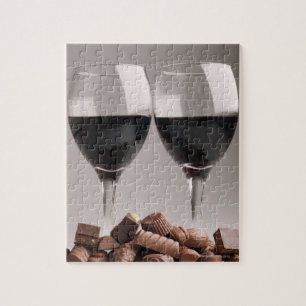 Puzzle vino tinto con chocolates