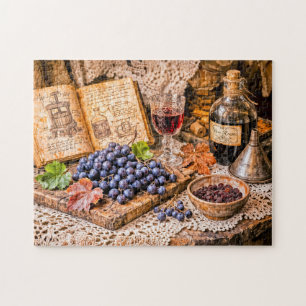 Puzzle Vino Tradicional Prensado a Mano con Uvas y Cosech