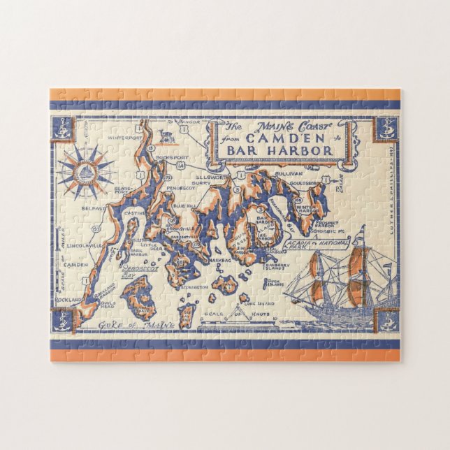 Puzzle Vintage 11x14 Costa de Maine  (Horizontal)