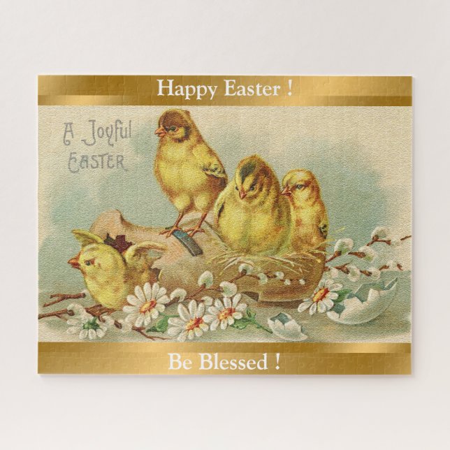 Puzzle Vintage 4 Pollos Festividad de Pascua (Horizontal)
