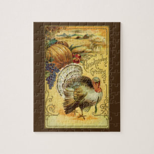 Puzzle Vintage Acción de Gracias con Turquía