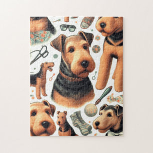 Puzzle Vintage Airedale Terrier Seamless