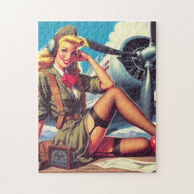 Puzzle Vintage Airplane Pin-Up (Vertical)