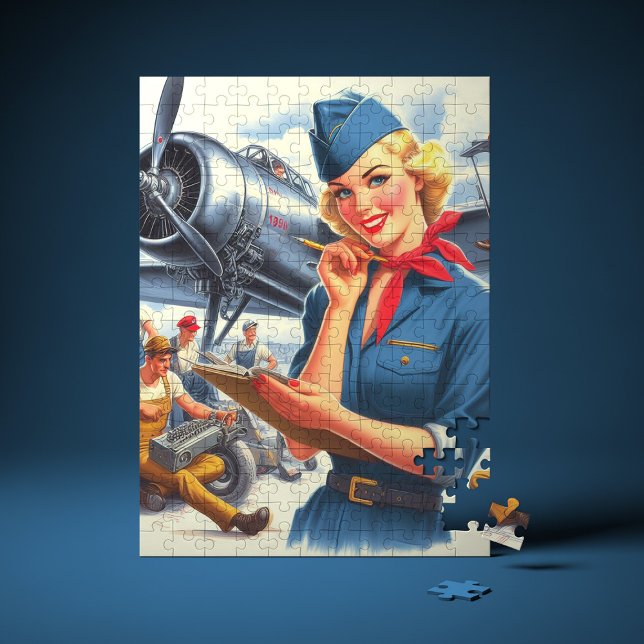 Puzzle Vintage Airplane Pin-up (Subido por el creador)