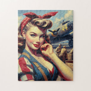 Puzzle Vintage Airplane Pin Up