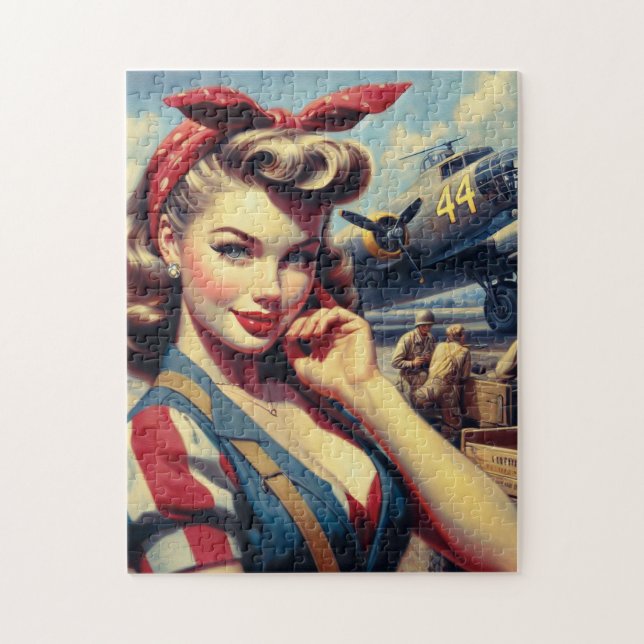 Puzzle Vintage Airplane Pin Up (Vertical)