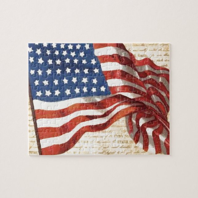 Puzzle Vintage American Flag Ilustracion (Horizontal)