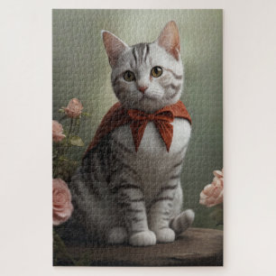 Puzzle Vintage American Shorthair Kitten con Rosas