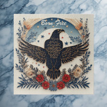 Vintage Americana Patriótica Águila Negra Marfil S