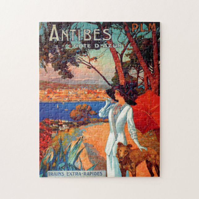 Puzzle Vintage Antibes Cote D'Azur Travel Illustration (Vertical)