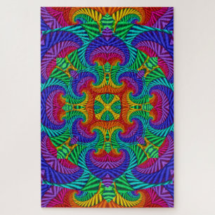 Puzzle Vintage arcoiris Psicodélico Fractal Kaleidoscope