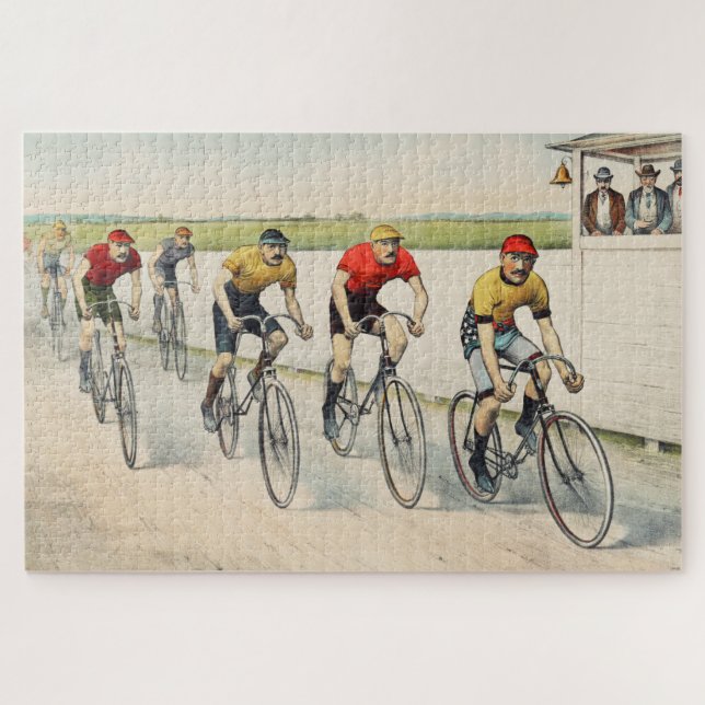 Puzzle Vintage Art Bicycle Race Ilustracion 1000 Piece (Horizontal)