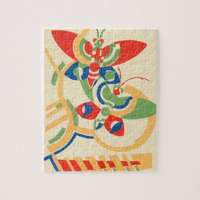 Puzzle Vintage Art Deco Jazz Pochoir Jardín Butterflies (Vertical)