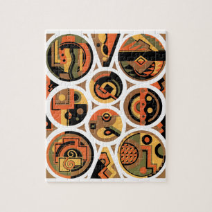 Puzzle Vintage Art Deco Pochoir Jazz Círculos Geométricos