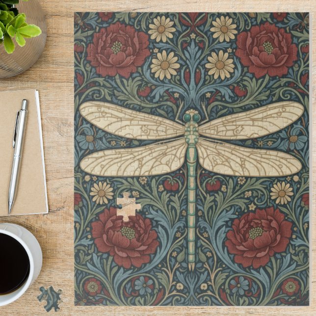 Puzzle Vintage Art Nouveau Dragonfly Floral (Subido por el creador)
