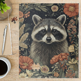 Puzzle Vintage Art Nouveau Raccoon Floral Art