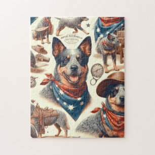 Puzzle Vintage Australian Cattle Dog Ilustracion