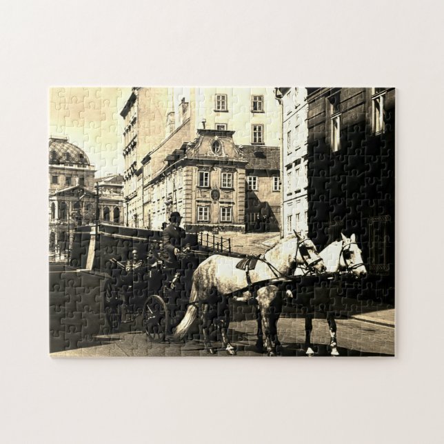 Puzzle Vintage Austria Viena Dreimaderlhaus Fiaker (Horizontal)