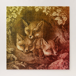 Puzzle Vintage baby fox woodland