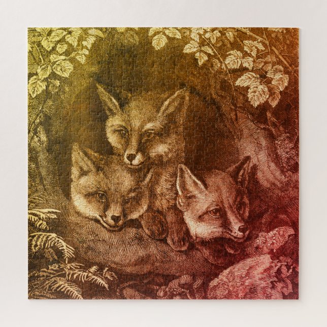 Puzzle Vintage baby fox woodland (Vertical)